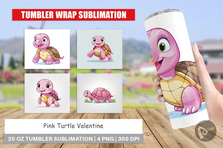 Tumbler Pink Turtle Valentine example image 1