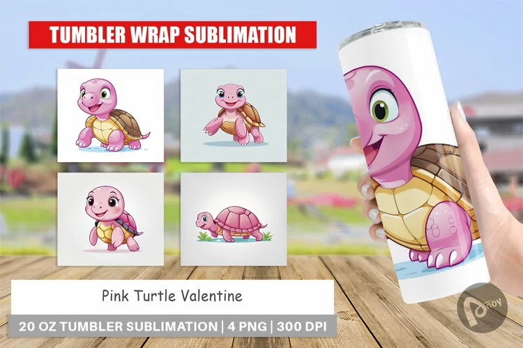 Tumbler Pink Turtle Valentine