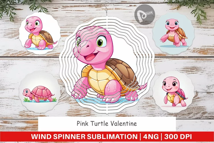 Wind Spinner Pink Turtle Valentine