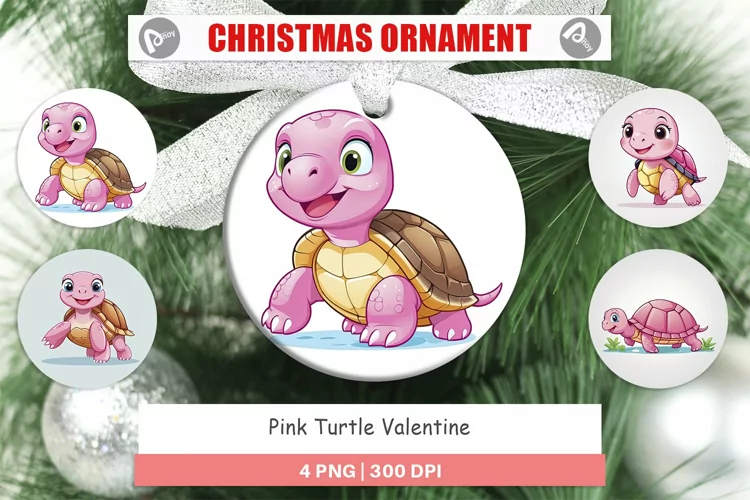 Ornament Pink Turtle Valentine