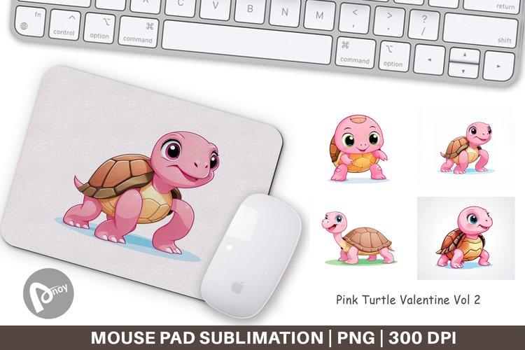 Mouse Pad Pink Turtle Valentine