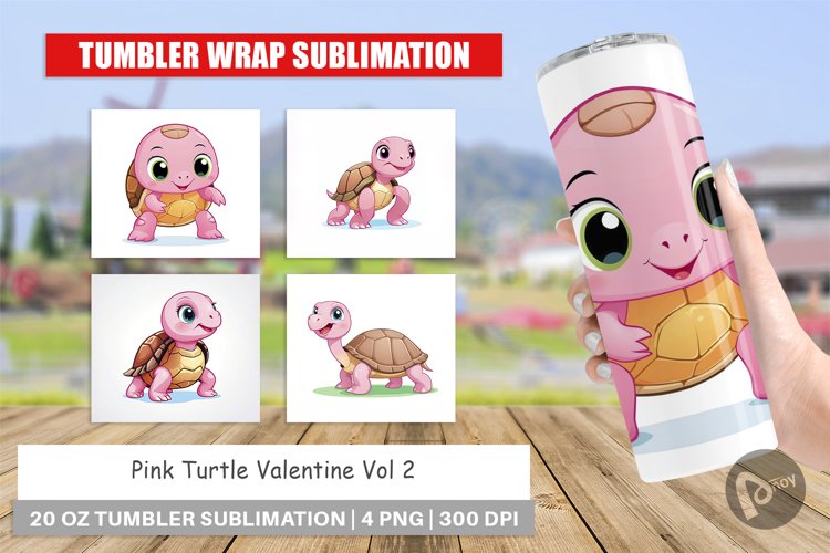 Tumbler Pink Turtle Valentine example image 1