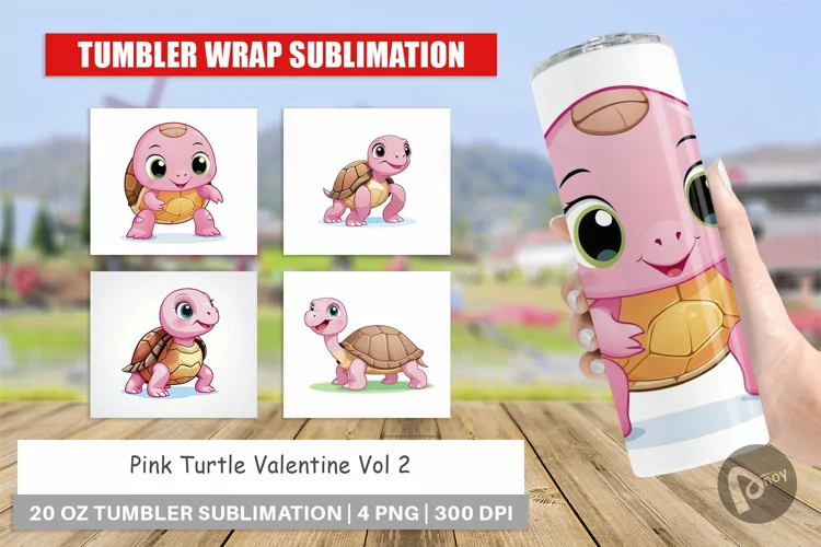 Tumbler Pink Turtle Valentine