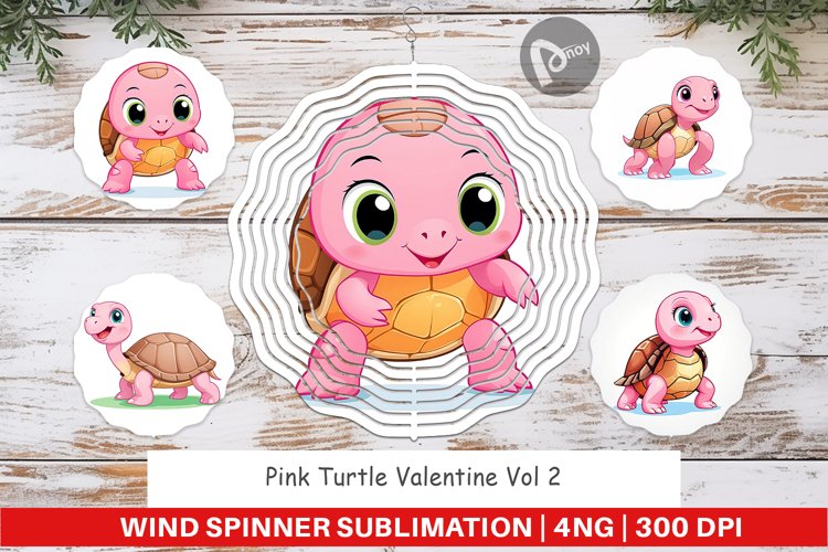 Wind Spinner Pink Turtle Valentine example image 1