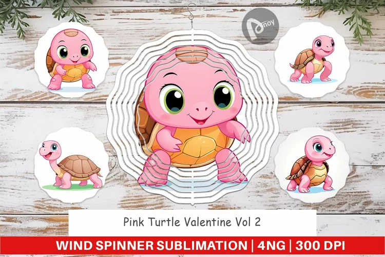 Wind Spinner Pink Turtle Valentine