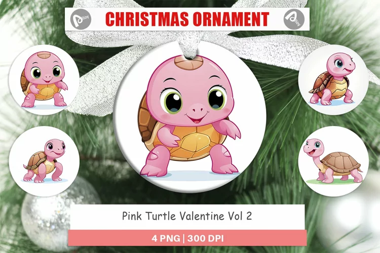 Ornament Pink Turtle Valentine