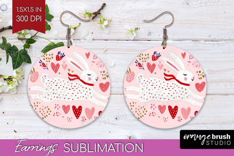 Preppy Valentine Round Earrings - Hand Drawn Valentines Day