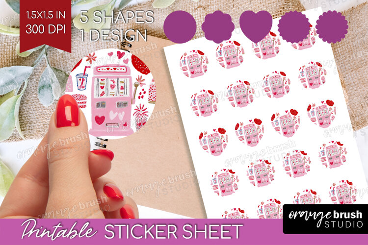 Preppy Valentine Round Sticker - Hand Drawn Valentines Day example image 1