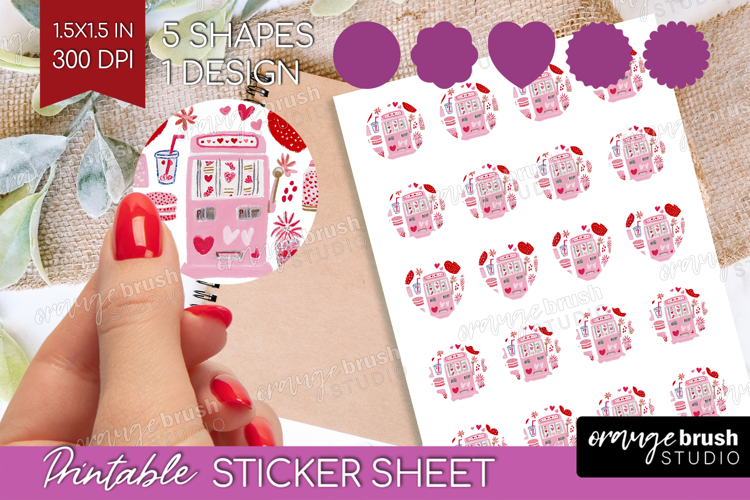 Preppy Valentine Round Sticker - Hand Drawn Valentines Day