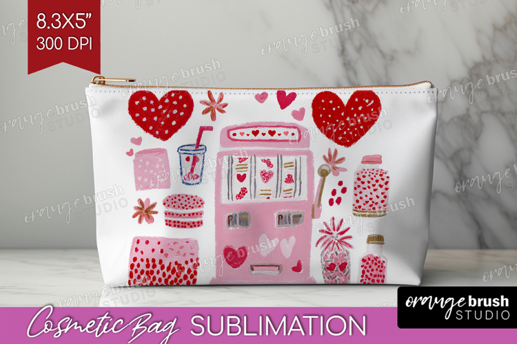 Preppy Valentine Cosmetic Bag - Hand Drawn Valentines Day