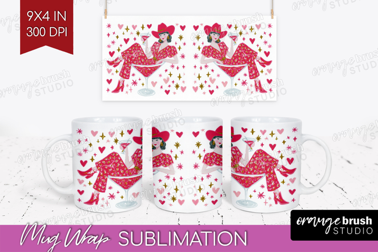 Preppy Valentine Mug Wrap - Hand Drawn Valentines Day Mug