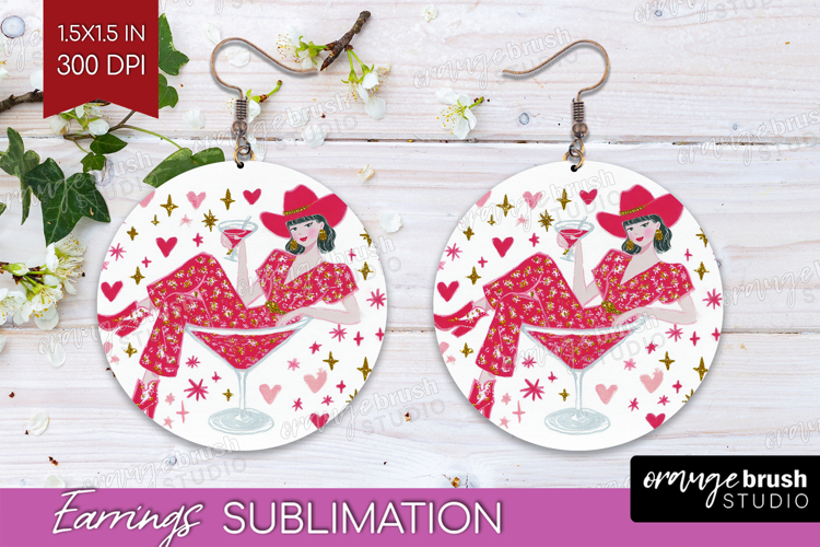 Preppy Valentine Round Earrings - Hand Drawn Valentines Day