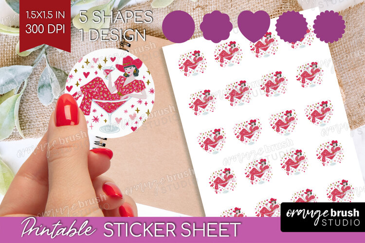 Preppy Valentine Round Sticker - Hand Drawn Valentines Day example image 1