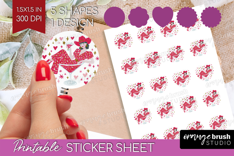 Preppy Valentine Round Sticker - Hand Drawn Valentines Day
