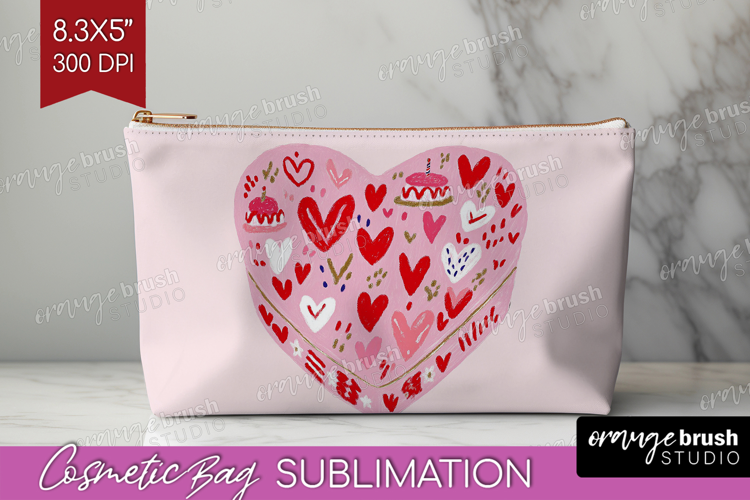 Preppy Valentine Cosmetic Bag - Hand Drawn Valentines Day