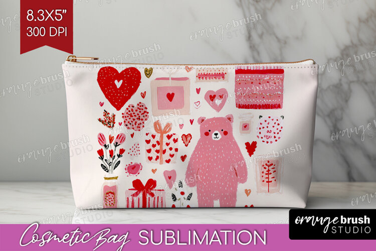 Preppy Valentine Cosmetic Bag - Hand Drawn Valentines Day example image 1