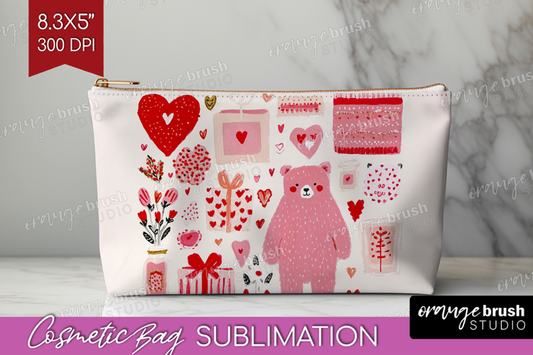 Preppy Valentine Cosmetic Bag - Hand Drawn Valentines Day