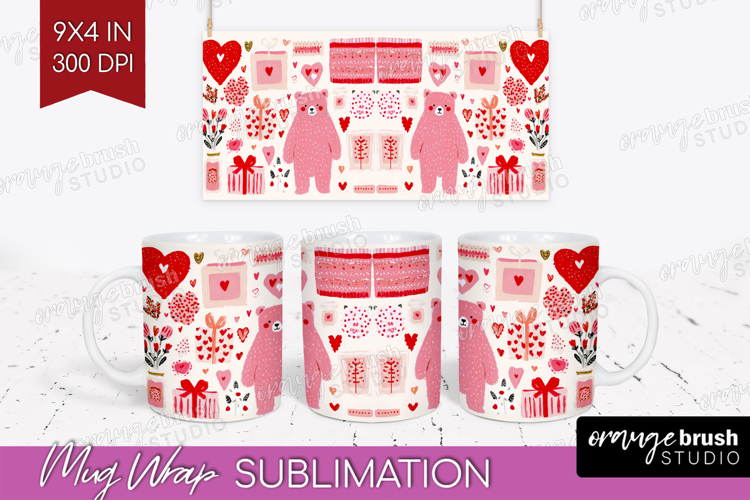 Preppy Valentine Mug Wrap - Hand Drawn Valentines Day Mug