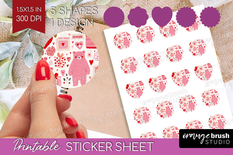Preppy Valentine Round Sticker - Hand Drawn Valentines Day example image 1