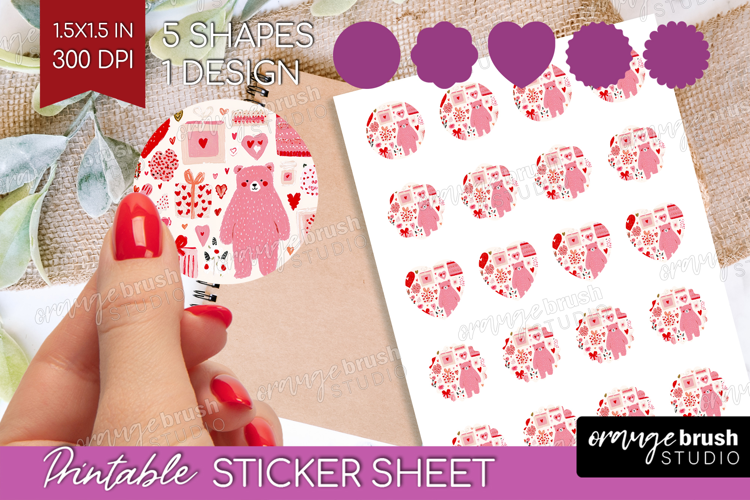 Preppy Valentine Round Sticker - Hand Drawn Valentines Day