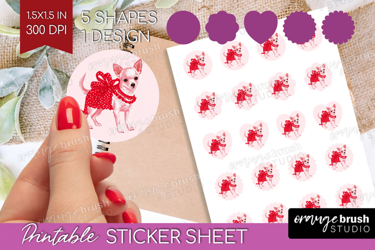 Preppy Valentine Round Sticker - Hand Drawn Valentines Day