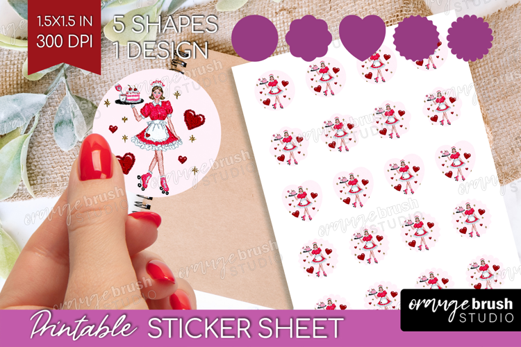 Preppy Valentine Round Sticker - Hand Drawn Valentines Day