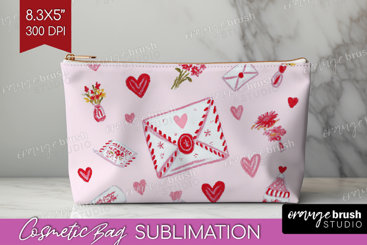 Preppy Valentine Cosmetic Bag - Hand Drawn Valentines Day