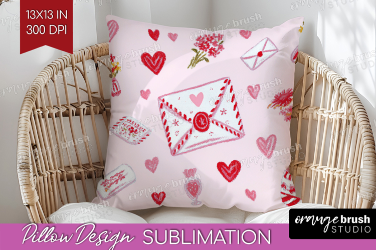Preppy Valentine Pillow Sublimation - Hand Drawn Valentines