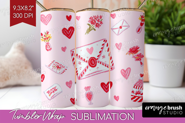 Preppy Valentine Tumbler Wrap - Hand Drawn Valentines Day