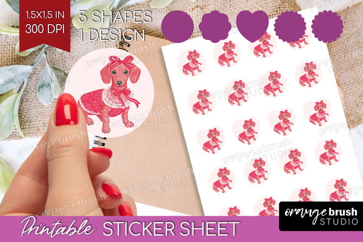 Preppy Valentine Round Sticker - Hand Drawn Valentines Day