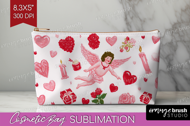 Preppy Valentine Cosmetic Bag - Hand Drawn Valentines Day