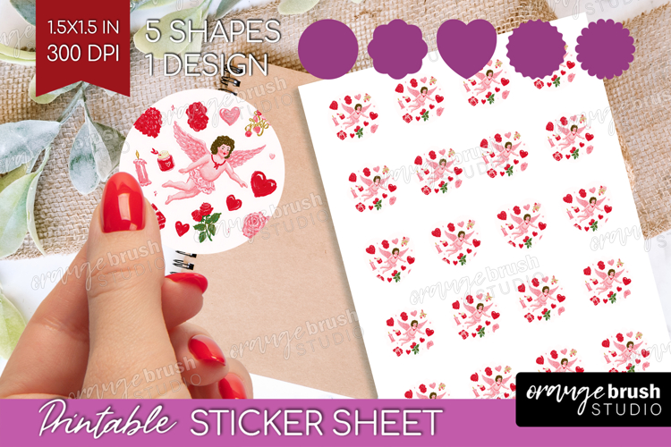 Preppy Valentine Round Sticker - Hand Drawn Valentines Day