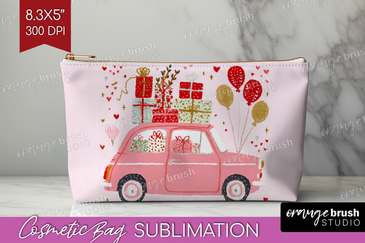 Preppy Valentine Cosmetic Bag - Hand Drawn Valentines Day