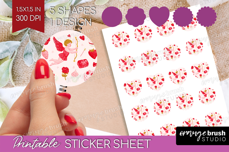 Preppy Valentine Round Sticker - Hand Drawn Valentines Day