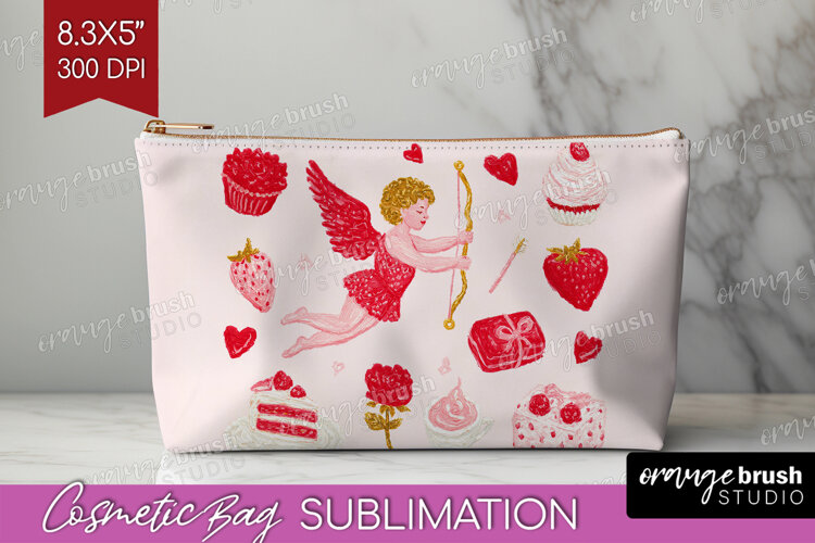 Preppy Valentine Cosmetic Bag - Hand Drawn Valentines Day example image 1