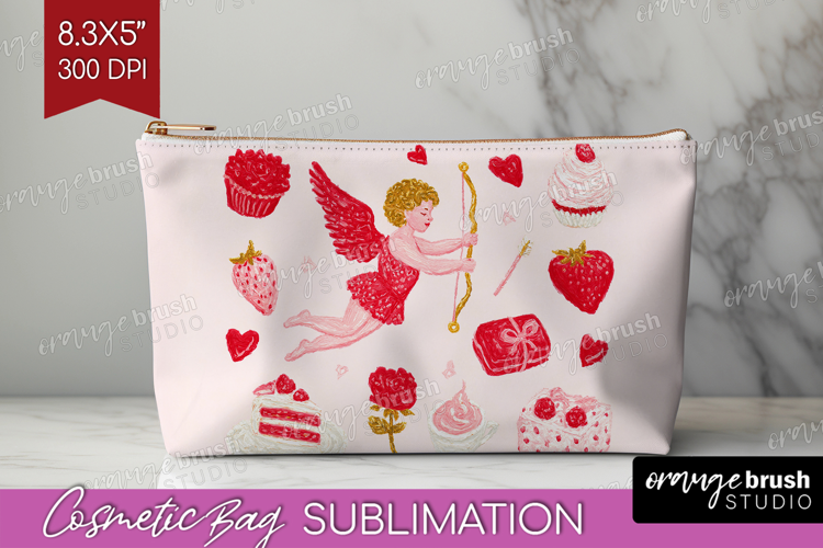 Preppy Valentine Cosmetic Bag - Hand Drawn Valentines Day
