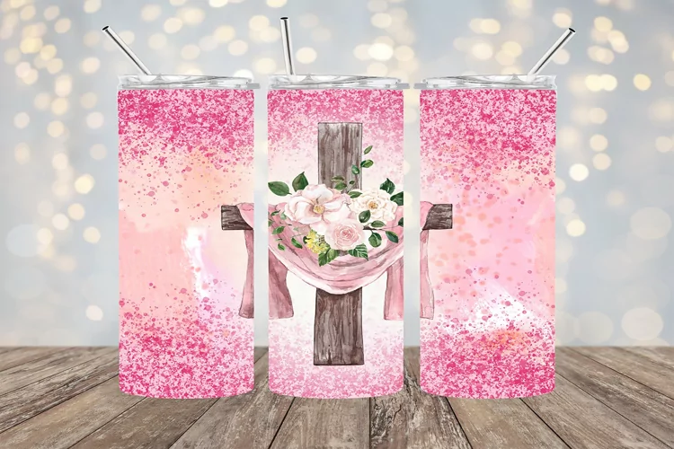 Pink Watercolor Cross - 20oz Sublimation - PNG Design