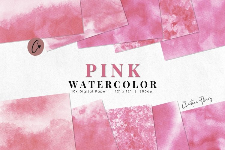 Pink Watercolor Sublimation Digital Paper example image 1