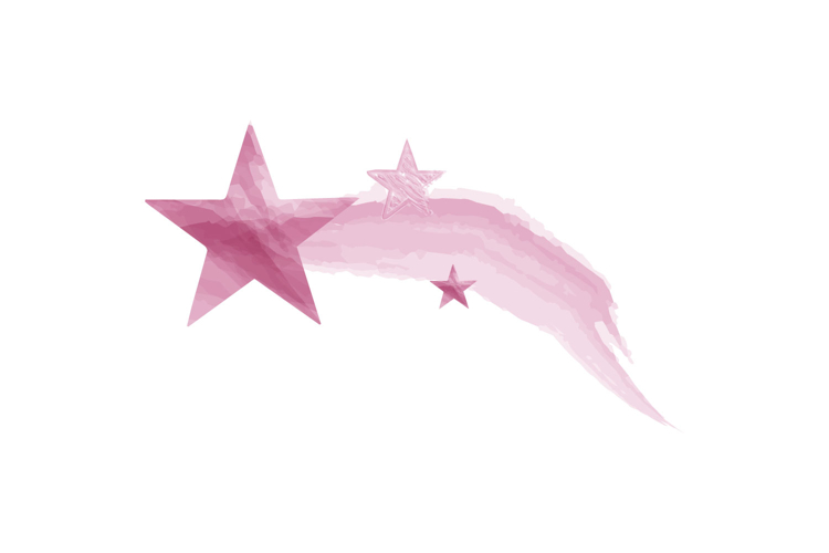 Pink watercolor ink stars brush art element graphic