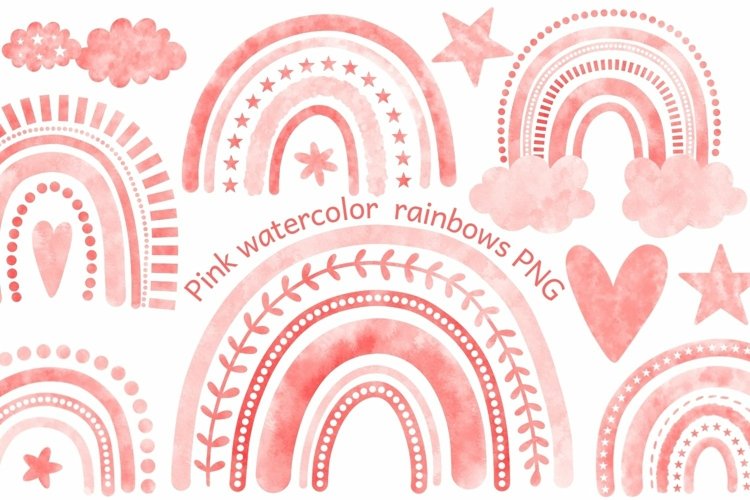 Pink watercolor rainbow clipart, rainbows, baby rainbow