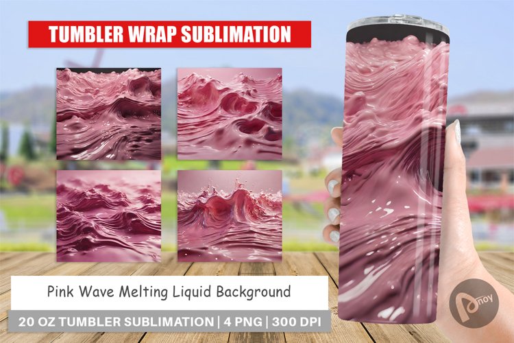 Tumbler Sublimation Wrap Pink Wave Liquid