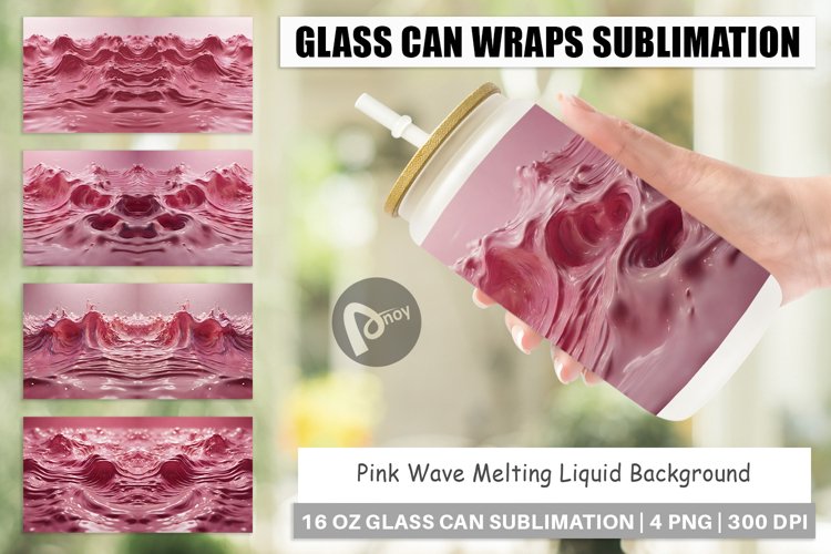 Glass Can Wraps Pink Wave Liquid