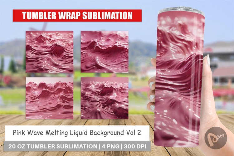 Tumbler Sublimation Wrap Pink Wave Liquid