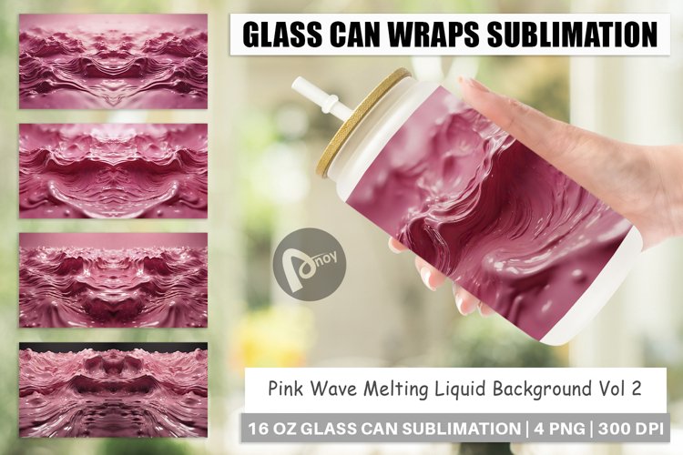 Glass Can Wraps Pink Wave Liquid