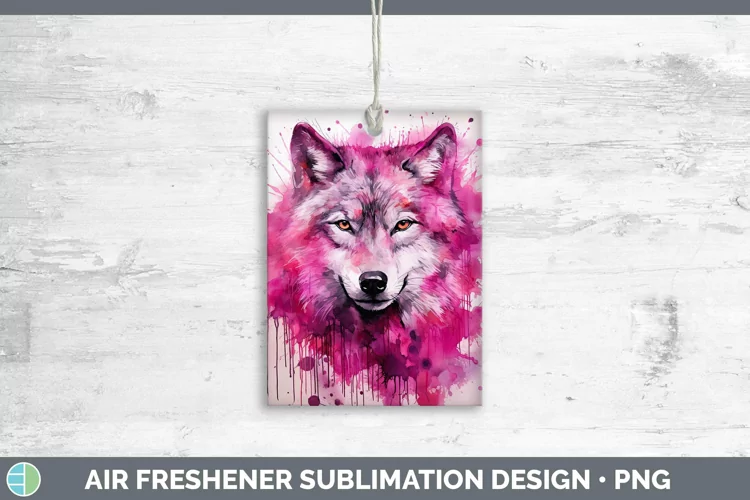 Pink Wolf Air Freshener Sublimation Car Freshener Designs
