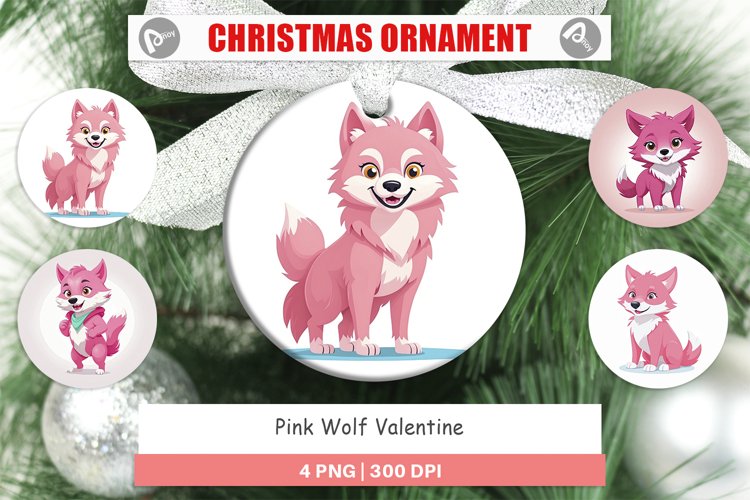 Ornament Pink Wolf Valentine example image 1