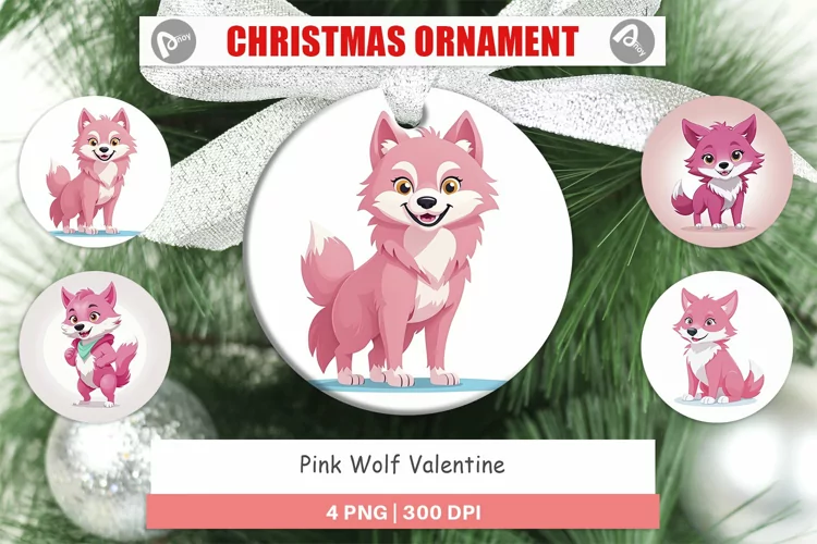 Ornament Pink Wolf Valentine