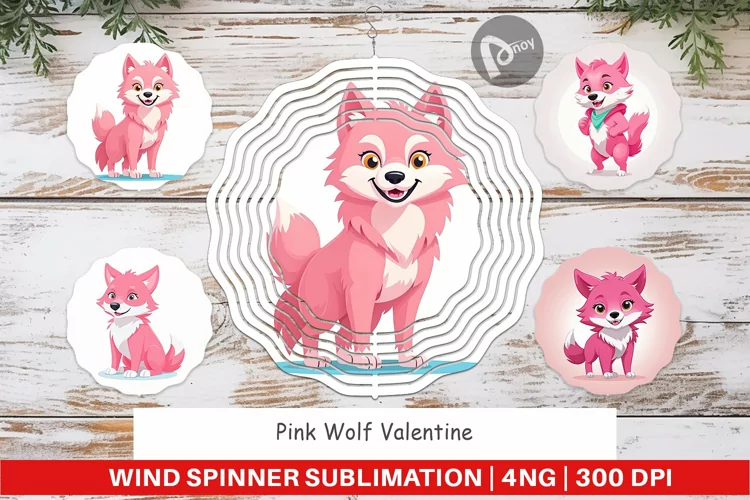 Wind Spinner Pink Wolf Valentine