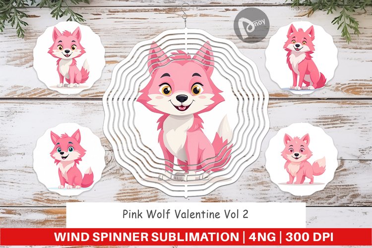 Wind Spinner Pink Wolf Valentine example image 1