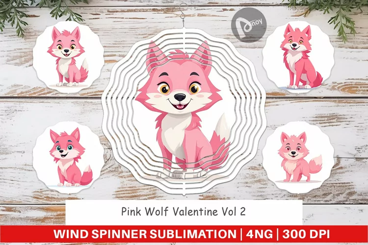 Wind Spinner Pink Wolf Valentine